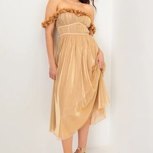 Lulu's Strapless Gold Dress